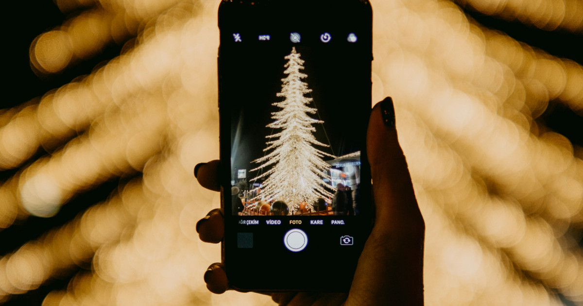 Christmas lights shown on camera