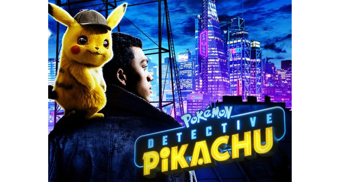 Boy looks behind him to see Pikachu animated yellow creature on his shoulder